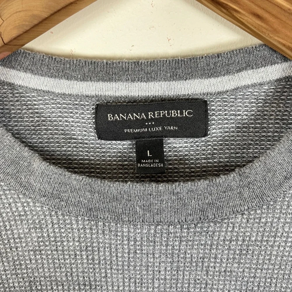 Banana Republic Luxe Yarn Crewneck Birdseye Knit Gray Sweater Minimalist Large